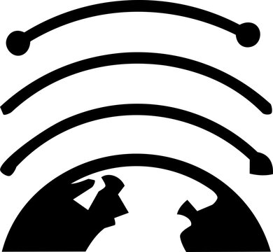 Minimalist black icon representing ozone layer protection for Earth isolated on white background for environmental awareness campaigns