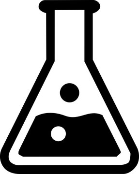 Black and white laboratory flask icon representing chemical analysis for International Day for the Preservation of the Ozone Layer