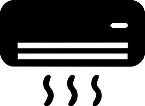 Air conditioner icon representing ozone layer awareness with minimalist black and white graphic design for environmental protection campaigns