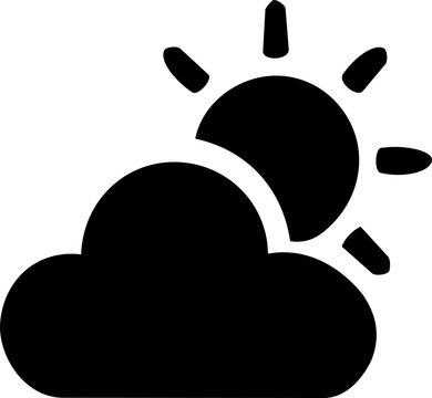 Sun behind cloud weather icon representing ozone layer protection and environmental awareness on a clean white background
