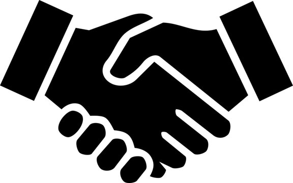 Handshake icon representing international cooperation for the preservation of the ozone layer with bold black minimalist design elements