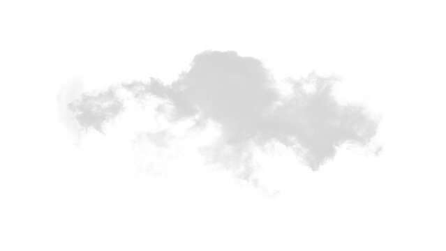 Dramatic white smoke cloud isolated against black background for atmospheric visual effects