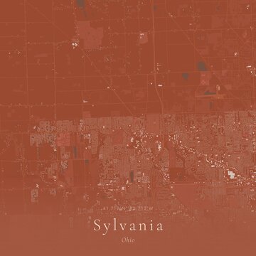 Terracotta Map of Sylvania, United States | Warm Earth Tone Wall Art