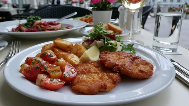 Un plato de schnitzel en la mesa