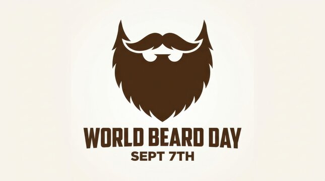 Dark brown beard silhouette with text announcing world beard day on a light background facial hair mens grooming barber shop masculinity male portrait