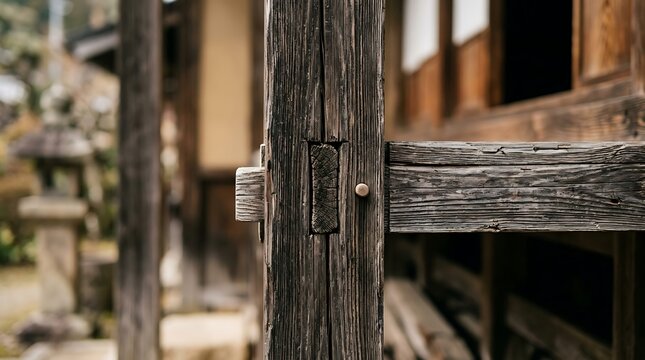 Traditional japanese architectural wood joint craftsmanship detail
