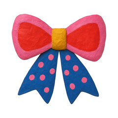 Fototapeta na wymiar Colorful bow with pink, red, and blue hues on a transparent PNG background.