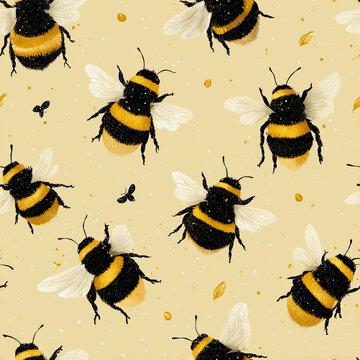 seamless pattern with bees