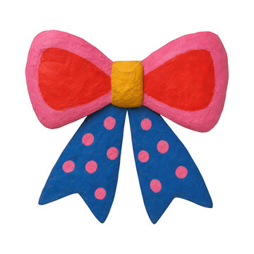 Colorful bow with pink, red, and blue hues on a transparent PNG background.