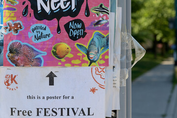Fototapeta premium street posters in Toronto (It's OK World music festival poster)