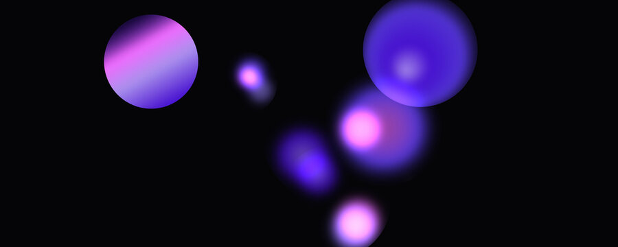 Orbes lumineux et cercles fluorescents : bulles color&eacute;es, halos n&eacute;ons, brillance et scintillement dans l'espace