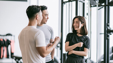 Fototapeta premium パーソナルトレーナーから指導を受ける女性