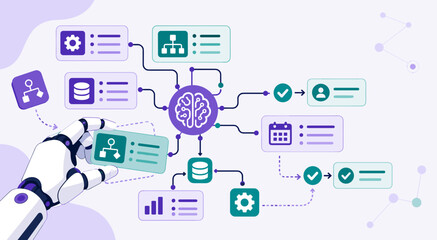 Fototapeta premium Ai Workflow Automation Board Vector Technology Blog Hero