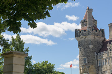 Fototapeta premium east tower at Casa Loma designed by Edward James Lennox for Sir Henry Pellatt and wife Lady Mary in fantasy gothic revival, Toronto
