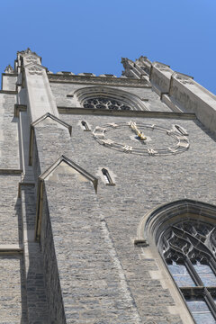 stone memorial tower and carillon known as Soldiers' Tower designed by Henry Sproatt and Ernest Ross Rolph, in Gothic Revival, completed 1924, 1927, Hart House Circle, University of Toronto