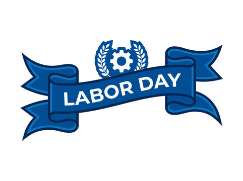 Labor Day Parade Ribbon Banner Flat Vector Icon