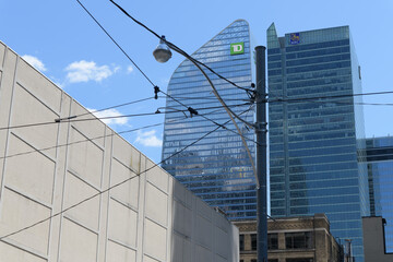 Fototapeta premium another view of office towers in downtown Toronto including TD Terrace (160 Front St W) and RBC Centre (155 Wellington St W)