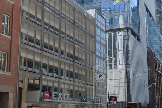 looking west on Adelaide St W to an Impark garage Lot 472 (211 Adelaide St W), Toronto