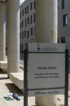 Faculty of Kinesiology & Physical Education (KPE) sign outside Varsity Centre, St George Campus, University of Toronto (299 Bloor St W)