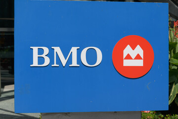 Fototapeta premium close-up of a BMO sign, Toronto (Bank of Montreal and corporate logo)