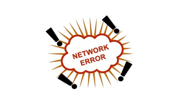 Network error alert animation with exclamation marks for it system failure and technical issues connection failed