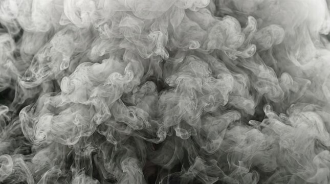 Dense white smoke texture background with dramatic swirling clouds of fog steam overlay for background effect