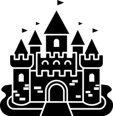 Fototapeta premium medieval castle with moat water clipart vector outline
