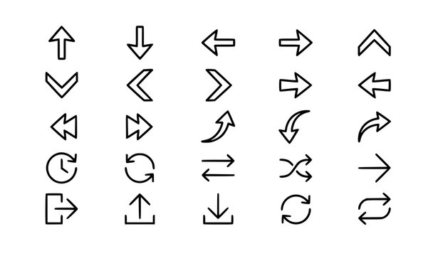 Modern Simple Arrow Line Icons Collection &ndash; Editable Stroke Vector Pack