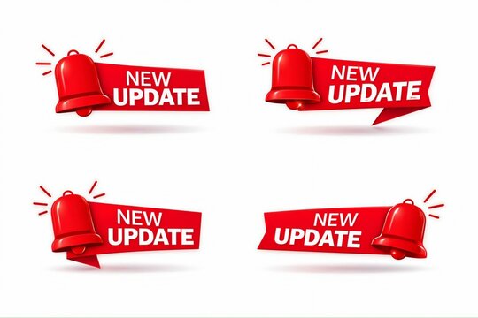 Red bell icon with new update announcement banner design