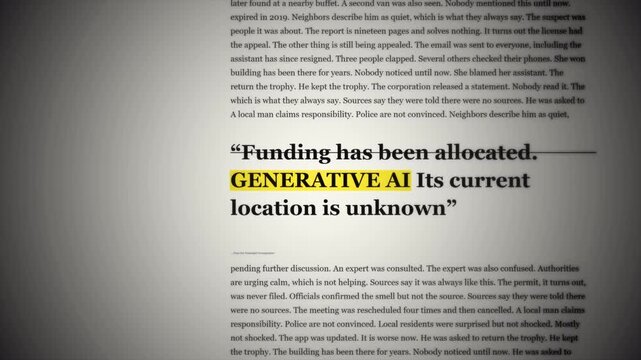 Artificial Intelligence News Concept, AI Technology Newspaper Article, Breaking News About Generative AI, Generative AI Newspaper Headline on Printed News Page