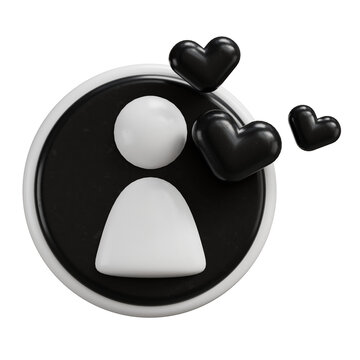 3D Profile Icon and Black Hearts Social Media Avatar