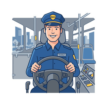 Bus Driver Public Transit Line Vector Icon for Labor Day Tribute