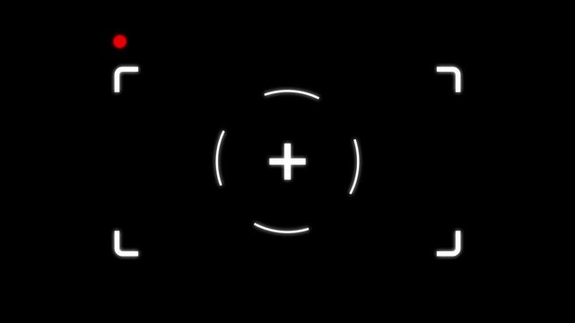 Camera reticle crosshairs animation features red recording dots. Reticle crosshairs aiming element offers cinematic focus screen styles. Camera reticle loop is neat.