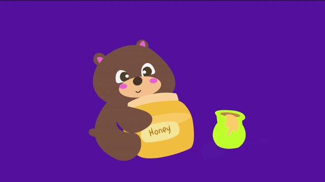 Cartoon animations of bears with honey