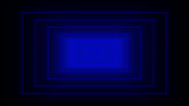 Blue neon squares abstract animation displays nested frame borders. Neon squares abstract backdrop offers clean modern digital pattern themes. Frame loop is clean.