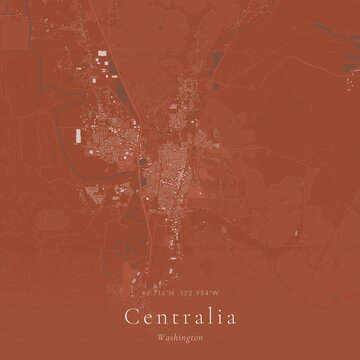 Terracotta Map of Centralia, United States | Warm Earth Tone Wall Art
