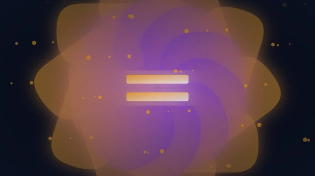 Abstract Equal Sign with Translucent Purple and Gold Overlapping Shapes
