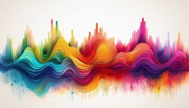Abstract Colorful Sound Wave Illustration On White Background