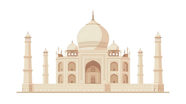 Taj mahal monument in india flat vector illustration