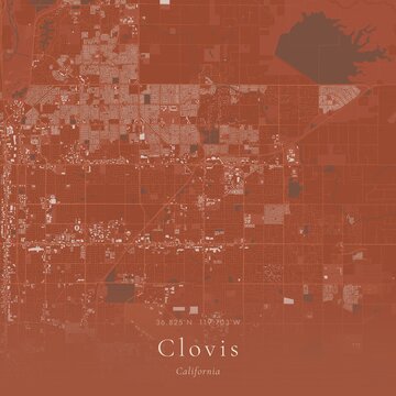 Terracotta Map of Clovis, United States | Warm Earth Tone Wall Art