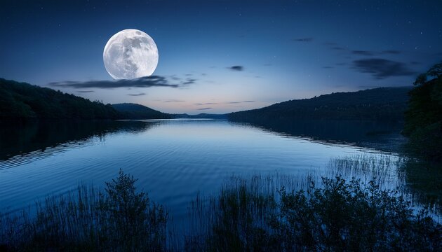 A Serene Moonlight Reflecting Off Of The Tranquil Waters Of A Lake At Night Creating A Beautiful And Peaceful Natural Scenery