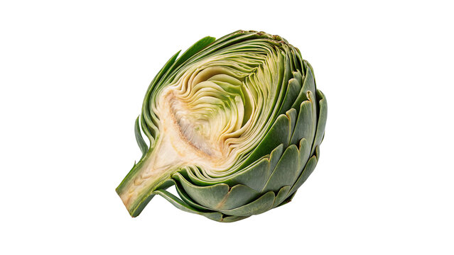 Fresh raw whole green artichoke head vegetable healthy cooking ingredient isolated on transparent background