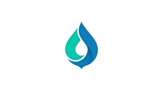 Abstract water drop logo with blue and teal gradient colors. Minimalist clean vector design representing water, liquid, purity, nature, health and wellness. Perfect for eco, environment, spa, beauty, 