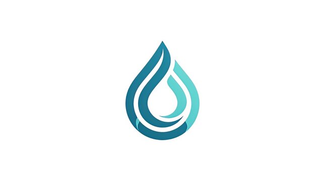 Modern water drop logo with blue and green gradient. Dynamic abstract liquid shape representing nature, environment, sustainability, health and hydration. Clean minimalist vector design for water comp