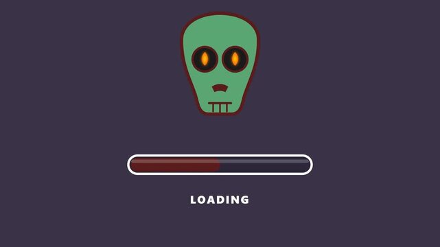 Motion Loading Progress Emerald Green Pixelated Dark Purple Background Animation
