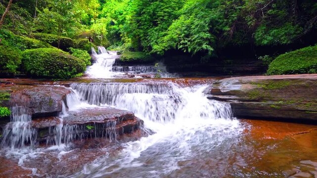 Kinnari Waterfall is located in Phu Langka National Park, Bueng Kan Province, Thailand.