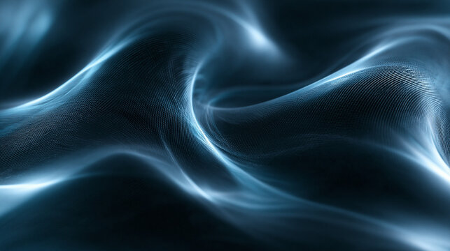 Abstract Blue Digital Wave Background with Glowing Technology Mesh
