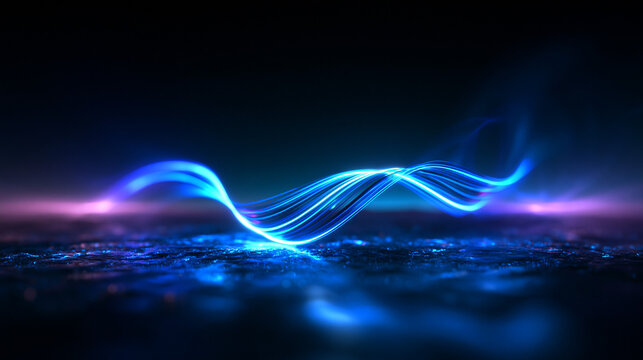 Abstract Futuristic Glowing Blue Light Stream and Data Flow