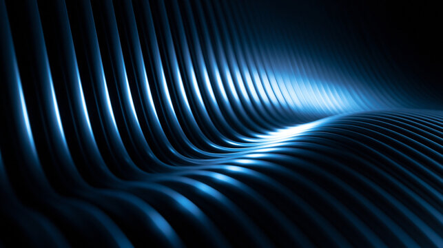 Abstract Futuristic Glowing Blue Metallic Wave Background