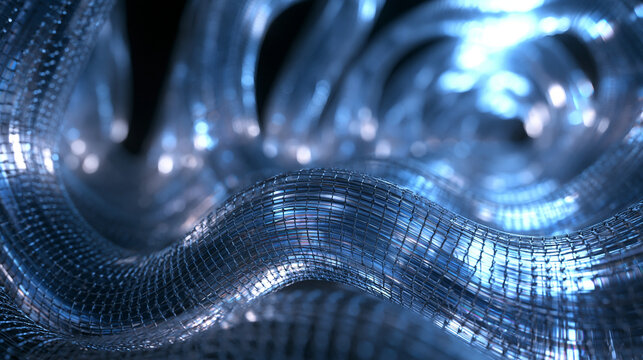 Abstract Glowing Blue Digital Network Data Stream Background